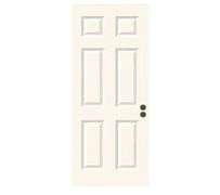 30 in. x 79 in. 6-Panel Primed Premium Steel Front Door Slab