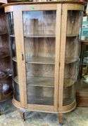 Display Cabinet with Curved Glass Panels and Shelves, 38x14x58
