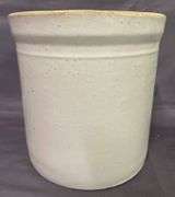 Stoneware Crock with Blue Floral Motif, 7 1/2×7 1/2 Inches