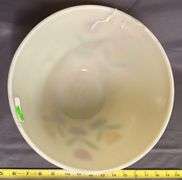 Three Fire-King Oven Ware Mixing Bowls with Tulip Motif