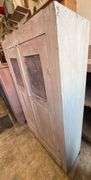 Two-Door Pie Safe with Metal Panels and Single Drawer 37x12x58″