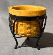 Basket Planter with Metal Stand and Pressed Glass Top Hat
