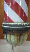 Enamel Wall-Mounted Barber Pole with Red and White Stripes 35in,  cast iron mount