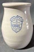 Uhl Collectors Society Stoneware Jar with Blue Logo, Huntingburg, Indiana 1996