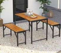 Kadehome 3-Piece Wood Outdoor Dining Set with Picnic Table and 2 Benches comes in 2 boxes