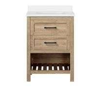 Home Decorators Collection
Autumn 24 in. Single Sink Weathered Tan Bath Vanity with White Engineered Stone Top