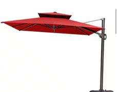 Pellebant
Double Top 9 ft. x 11.5 ft. Aluminum 360° Swivel Cantilever Patio Umbrella in Red