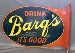 Double-Sided Drink Barq’s Root Beer “It’s Good” Advertising Sign, 22×14