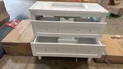 36” vanity in white with damaged top