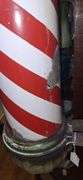 Enamel Wall-Mounted Barber Pole with Red and White Stripes 35in,  cast iron mount