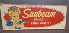 Embossed Tin Advertising Sign for Sunbeam Bread