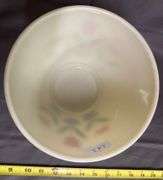 Three Fire-King Oven Ware Mixing Bowls with Tulip Motif