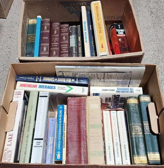 Hardcover and Paperback Books in Two Boxes
