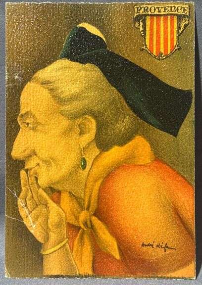 Signed André Stéfan Illustrated Postcard Featuring Provençal Design