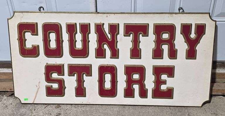 Rectangular Wood Sign Featuring ‘Country Store’ Lettering, 38″ x 19 ...