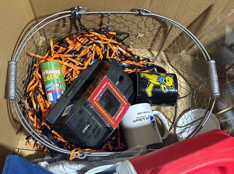 Household Items Including Candles, Egg Plate, and Alarm Clock