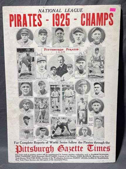 1925 Pittsburgh Pirates Championship Commemorative Poster, 17”x24”
