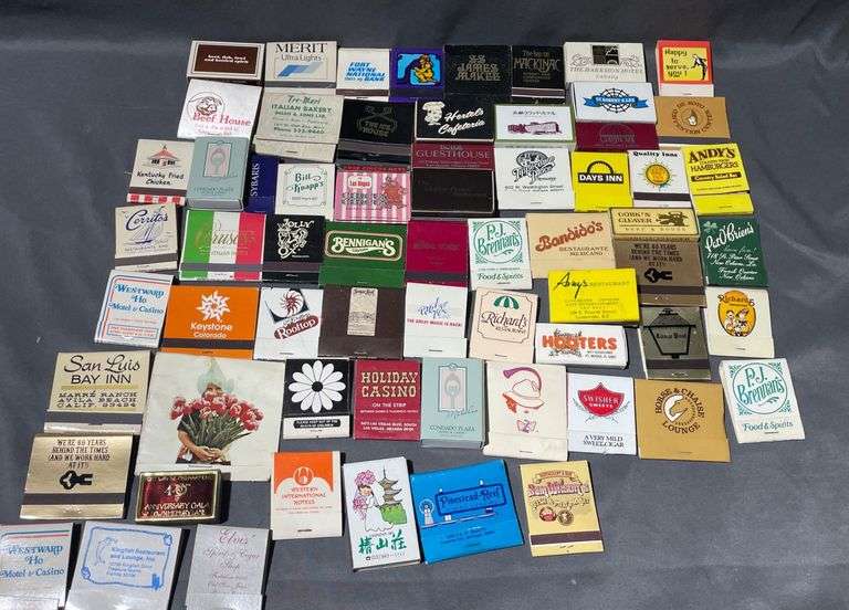 Matchbooks Featuring Restaurant, Hotel, and Business Branding Including: The ICe House, Beef House Covington, Indian, Bennigans Tavern & P.J. Brennans