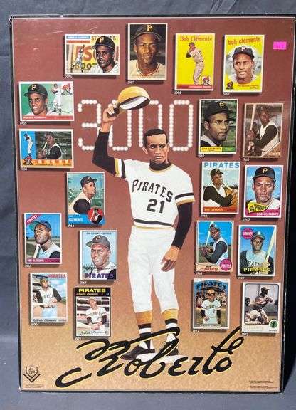 Roberto Clemente Commemorative Collage Print Licensed by Topps, 18.5”x28”