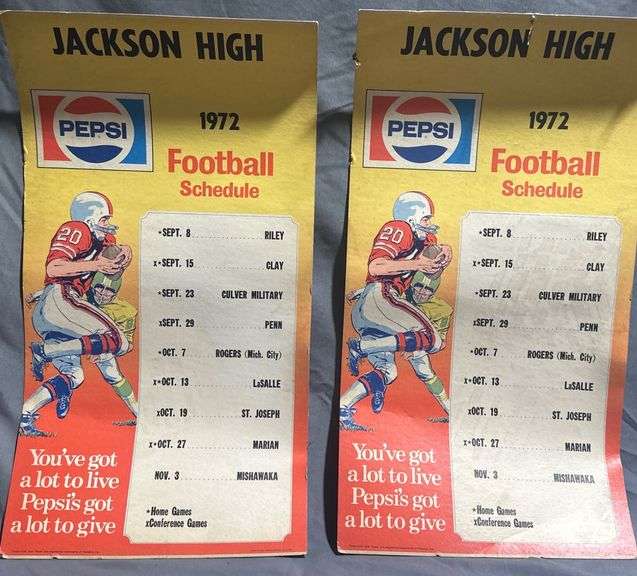 Pepsi 1972 Jackson High School Football Schedule Posters