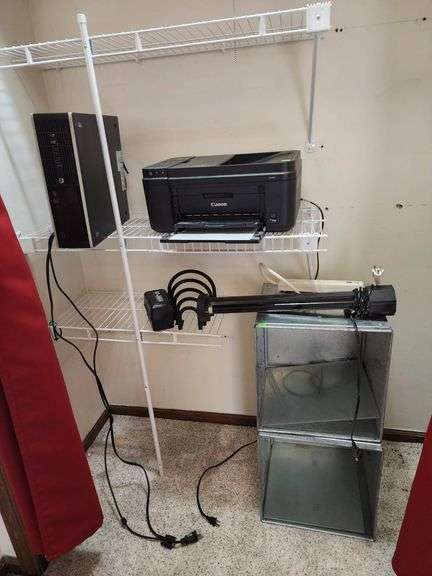 Office Equipment Including Computer, Printer, and Project Beam, HP, Canon