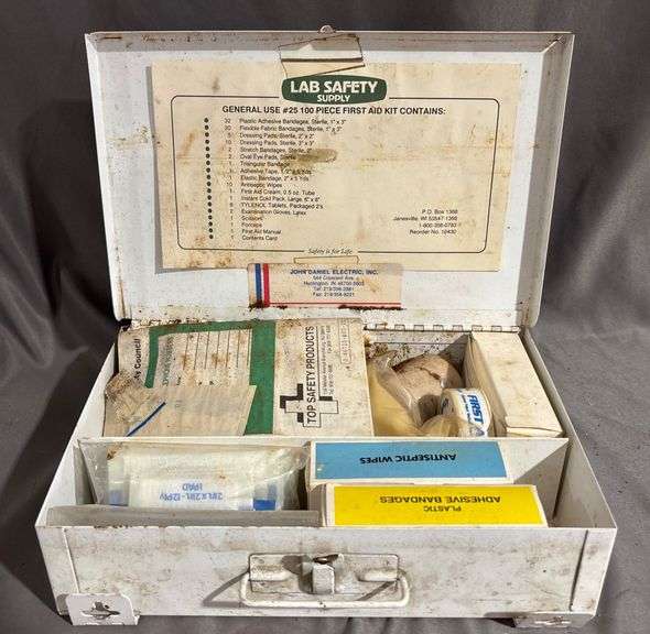 Metal First Aid Box with Supplies, Lab Safety Supply Brand
