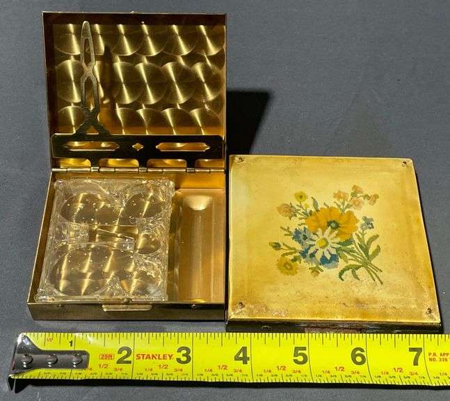 Two Compact Cases with Decorative Elements (one rusted shut)