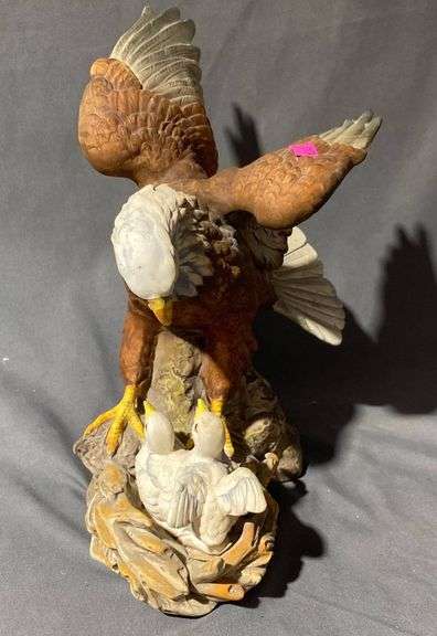 Painted Sculpture of an Eagle with Nest