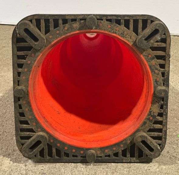 Orange Traffic Cone with Reflective Stripes and Rubber Base