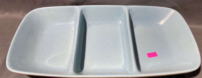 Blue Three-Compartment Divided Serving Tray, 15″