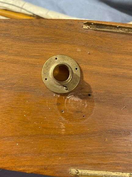 Sailboat Model Hull with Mast, Sails, and Accessories – Stand Missing Screws