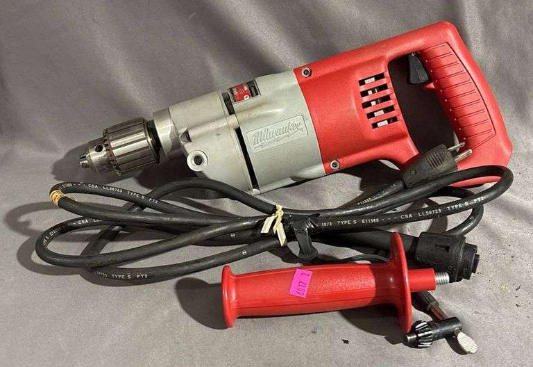 Milwaukee Heavy-Duty Electric Drill with Auxiliary Handle