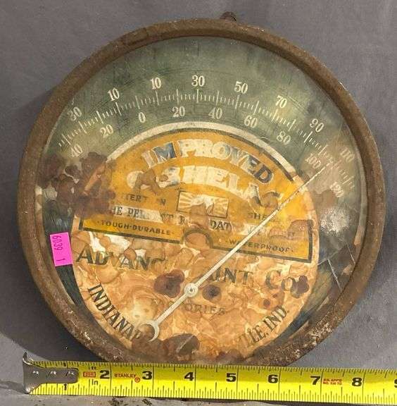 Round Metal Wall-Mounted Barometer by Advance Cement Co. - Indianapolis, IND - Diameter 9″