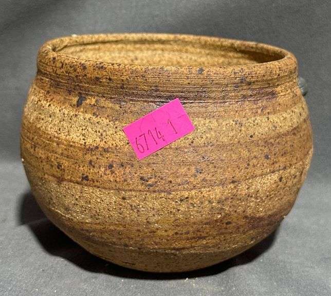 Handcrafted Planter with Textured Surface and Marked Base