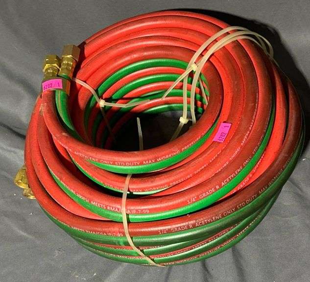 Grade R Acetylene Welding Hose with Brass Fittings(unknown footage), 1/4-Inch