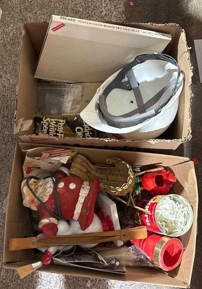 Holiday Decorations and Books Including Santa Figurines