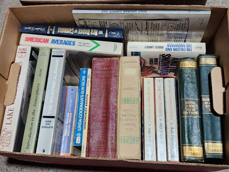 Hardcover and Paperback Books in Two Boxes