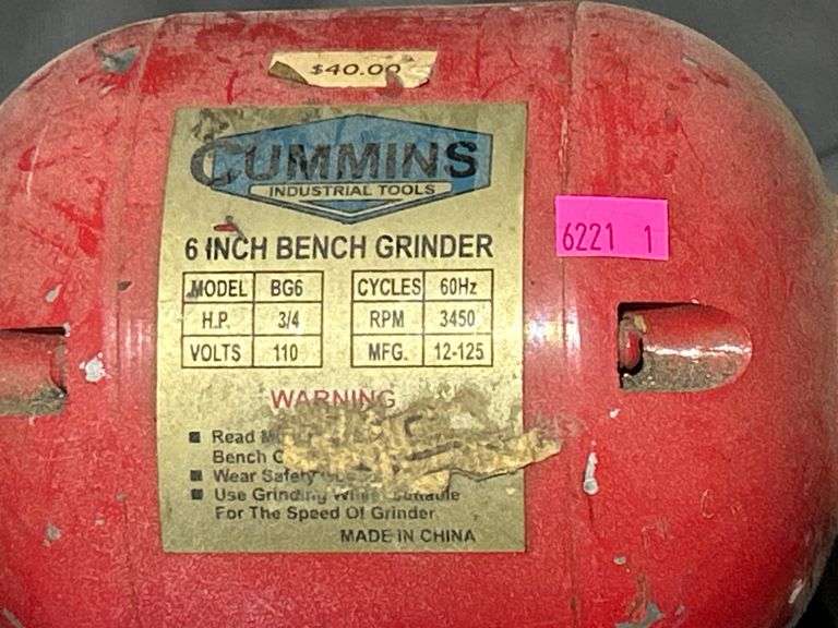 Cummins Industrial Tools Bench Grinder, 3/4 HP,  6-Inch