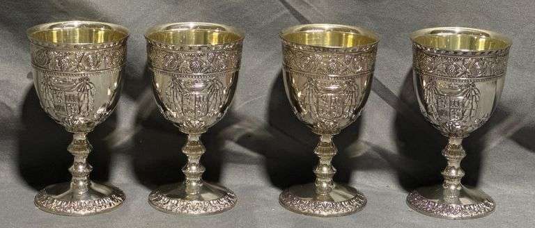 Four Heckman Industries Tarnish Protected Goblets, 5” Tall