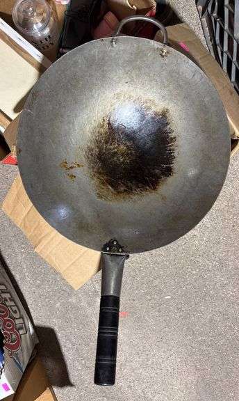 Household Items Including Wok and Kitchen Utensils