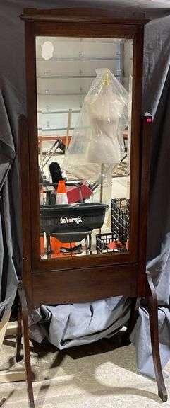 Antique Freestanding Dressing Cheval Mirror With Rectangular Wood Frame, 24×70″