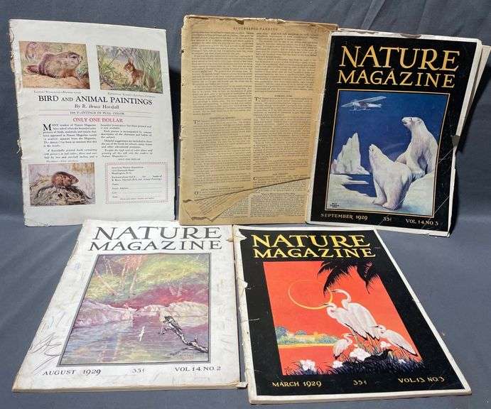 Nature Magazine Issues, 1920s, Including Wildlife and Scenic Cover Art