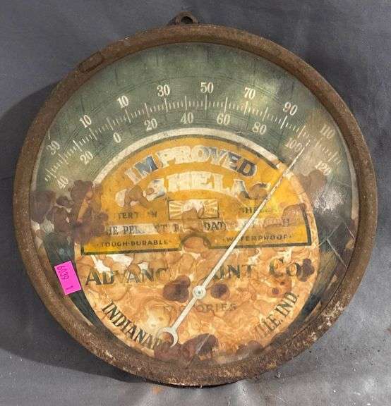 Round Metal Wall-Mounted Barometer by Advance Cement Co. - Indianapolis, IND - Diameter 9″