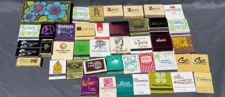 Matchbooks with Various Business Logos and Designs Including Cork’ N Cleaver, Arkansas State parks & Tippecanoe Place South Bend Indiana
