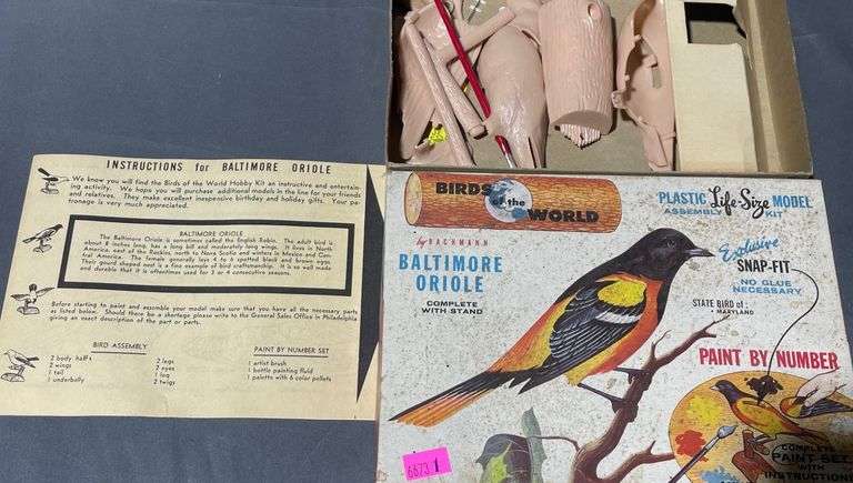 Paint-by-Number Baltimore Oriole Model Kit with Assembly Instructions