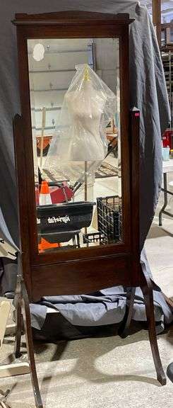 Antique Freestanding Dressing Cheval Mirror With Rectangular Wood Frame, 24×70″