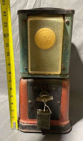 Metal and Plastic Coin-Operated Gumball Dispenser