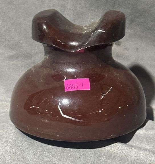 Ohio Brass Company Brown Ceramic Electrical Insulator with Maker’s Mark, 5×4″