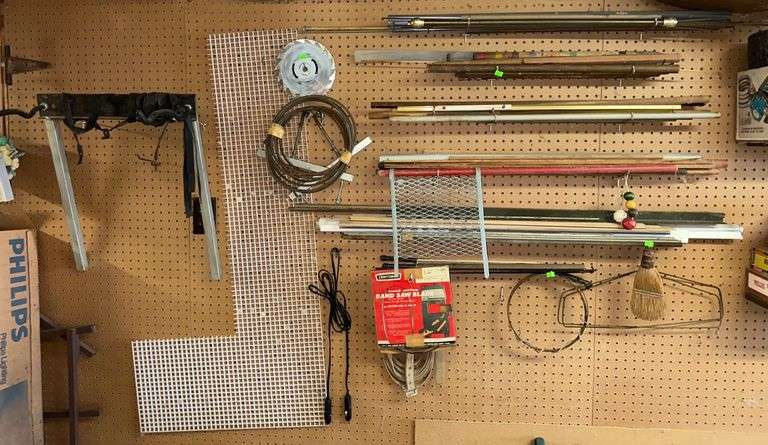 Saw Display Workshop Wall Display of Tools and Materials, Inc. Saw Blades and Metal ...
