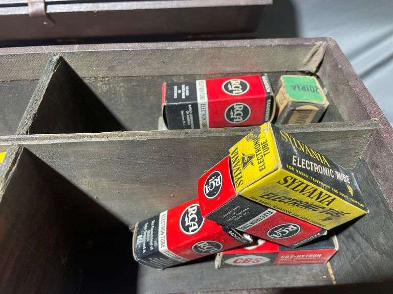RCA Electronics Tube Storage Case with Various Tubes